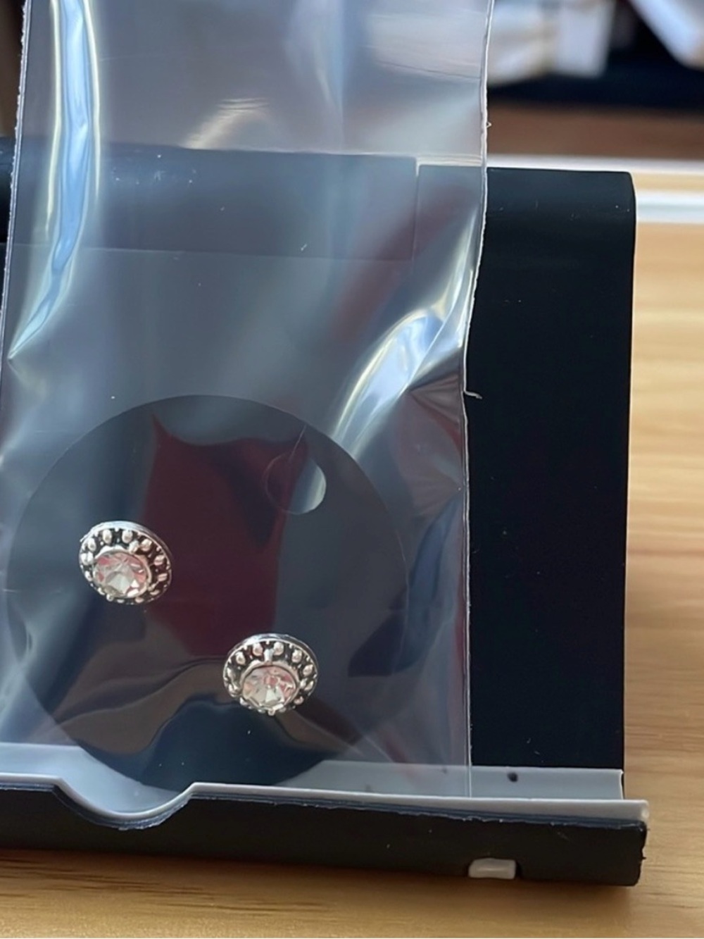 Beginning Boutique Silver Stud Earrings with Clear Crystals